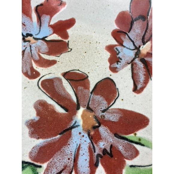 Hand Painted Hand Turned Ceramic Glazed Bowl Stamped 10 in - Picture 7 of 7